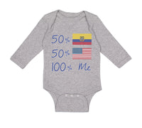 Long Sleeve Bodysuit Baby 50%Ecuador + 50% American = 100% Me Boy & Girl Clothes - Cute Rascals