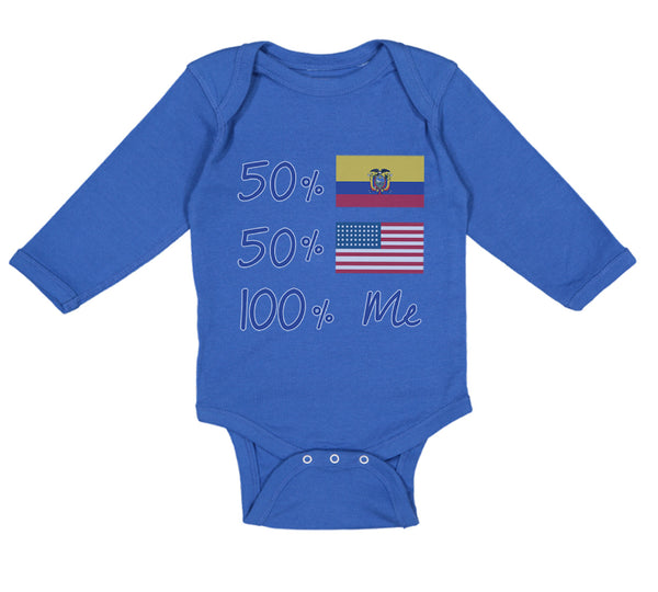 Long Sleeve Bodysuit Baby 50%Ecuador + 50% American = 100% Me Boy & Girl Clothes - Cute Rascals