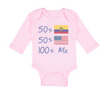 Long Sleeve Bodysuit Baby 50%Ecuador + 50% American = 100% Me Boy & Girl Clothes - Cute Rascals