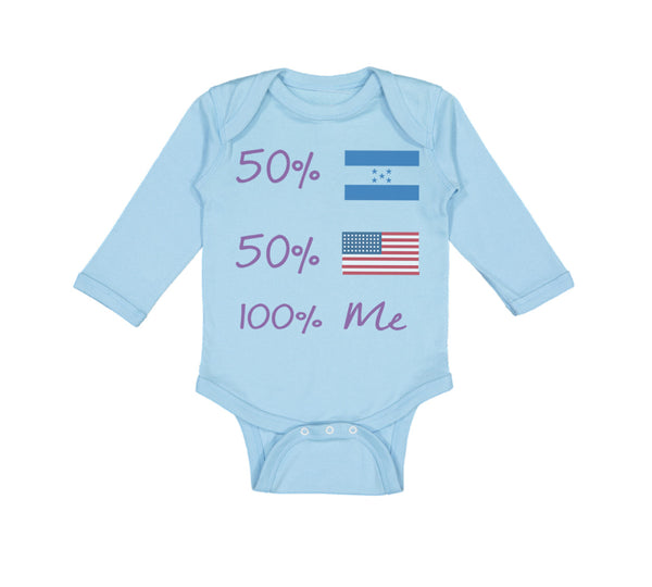 Long Sleeve Bodysuit Baby 50% Honduran + 50% Usa = 100% Me Boy & Girl Clothes - Cute Rascals