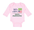 Long Sleeve Bodysuit Baby 50% Brazilian + 50% American = 100% Awesome Cotton