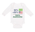 Long Sleeve Bodysuit Baby 50% Brazilian + 50% American = 100% Awesome Cotton