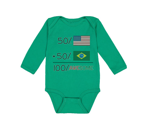 Long Sleeve Bodysuit Baby 50% Brazilian 50% American = 100% Awesome Cotton - Cute Rascals
