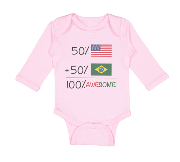 Long Sleeve Bodysuit Baby 50% Brazilian 50% American = 100% Awesome Cotton - Cute Rascals