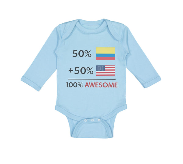 Long Sleeve Bodysuit Baby 50% Colombian 50% American = 100% Awesome Cotton - Cute Rascals