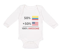 Long Sleeve Bodysuit Baby 50% Colombian 50% American = 100% Awesome Cotton - Cute Rascals