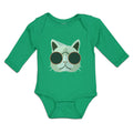 Long Sleeve Bodysuit Baby Cat Head with Sun Glass Boy & Girl Clothes Cotton