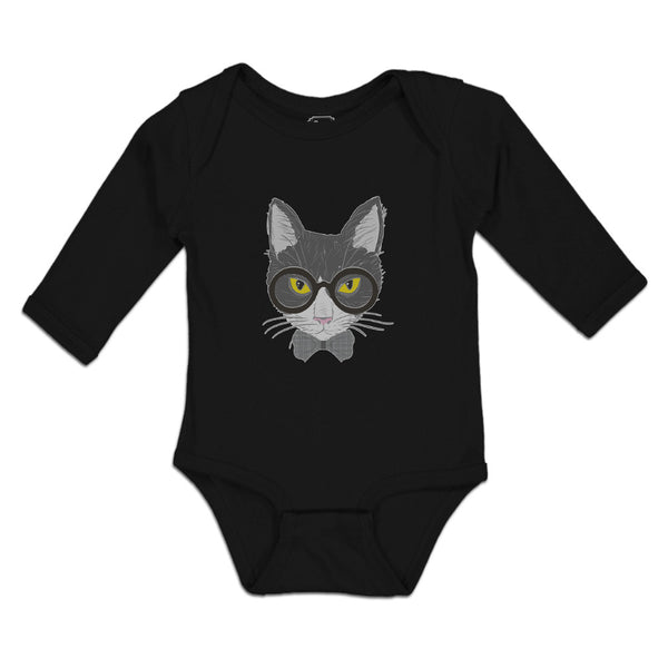 Long Sleeve Bodysuit Baby Staring Cat with Sunglass Boy & Girl Clothes Cotton