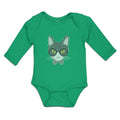 Long Sleeve Bodysuit Baby Staring Cat with Sunglass Boy & Girl Clothes Cotton