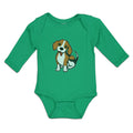 Long Sleeve Bodysuit Baby Cute Little Puppy Dog Love with Toungue out Cotton