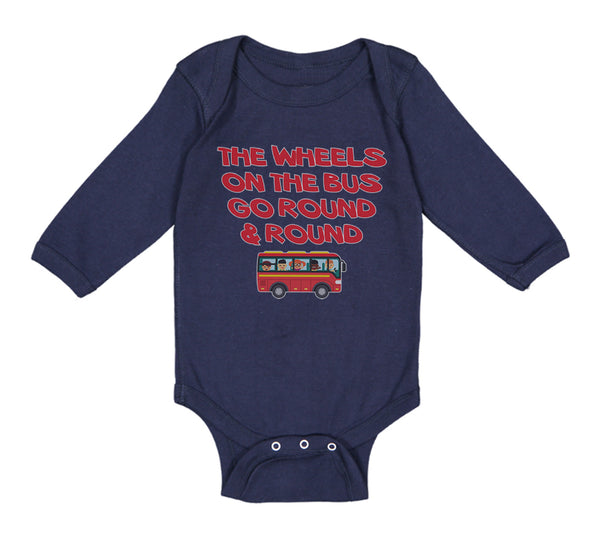 Long Sleeve Bodysuit Baby The Wheels on The Bus Go Round and Round Cotton