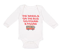 Long Sleeve Bodysuit Baby The Wheels on The Bus Go Round and Round Cotton