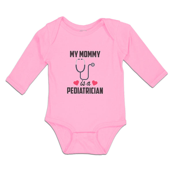 Long Sleeve Bodysuit Baby My Mommy Pediatrician Stethoscope Red Hearts Cotton