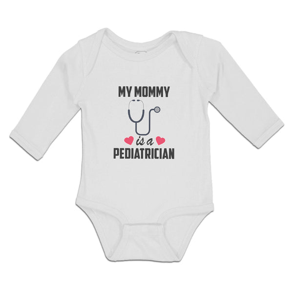 Long Sleeve Bodysuit Baby My Mommy Pediatrician Stethoscope Red Hearts Cotton