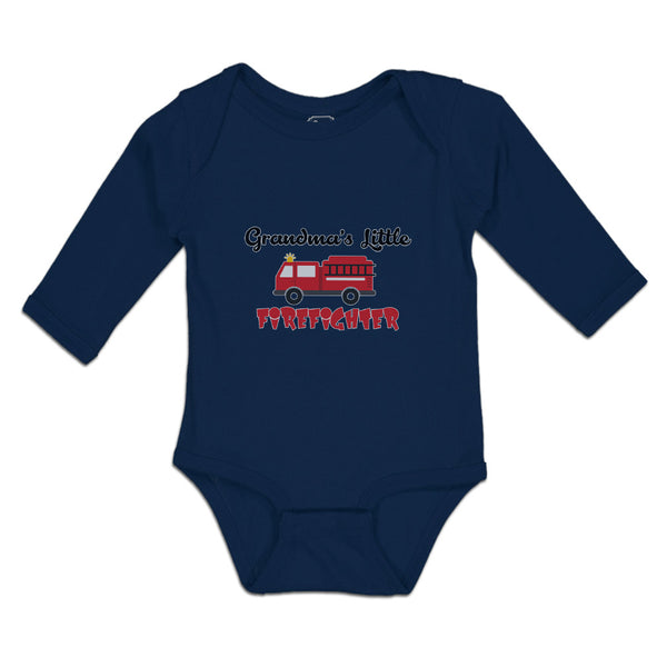 Long Sleeve Bodysuit Baby Grandma's Little Firefighter with Working Vehicle - Cute Rascals