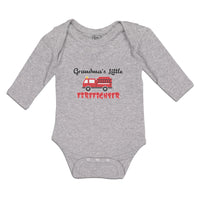 Long Sleeve Bodysuit Baby Grandma's Little Firefighter with Working Vehicle - Cute Rascals
