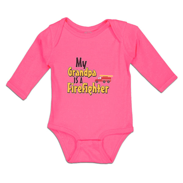 Long Sleeve Bodysuit Baby Grandpa Firefighter Profession Vehicle Cotton - Cute Rascals