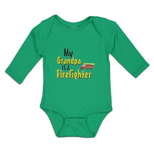Long Sleeve Bodysuit Baby Grandpa Firefighter Profession Vehicle Cotton - Cute Rascals