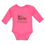 Long Sleeve Bodysuit Baby My Uncle's A Firefighter with Working Vehicle Cotton