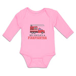 Long Sleeve Bodysuit Baby My Uncle's A Firefighter with Working Vehicle Cotton