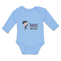 Long Sleeve Bodysuit Baby Future Bird Watcher Boy with Binoculars Cotton - Cute Rascals