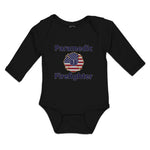 Long Sleeve Bodysuit Baby Paramedic Firefighter Profession Country Flag Cotton