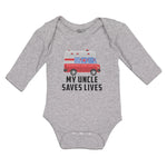 Long Sleeve Bodysuit Baby Uncle Saves Profession Firefighter Vehicle Cotton