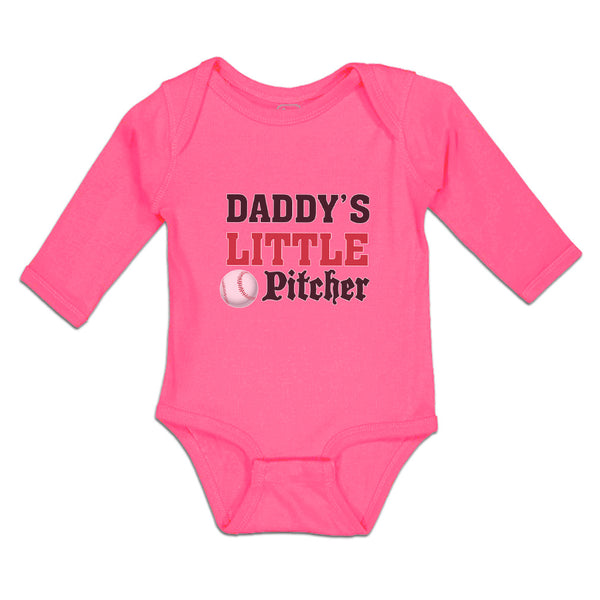 Long Sleeve Bodysuit Baby Daddy's Little Picther Sport Baseball Cotton - Cute Rascals