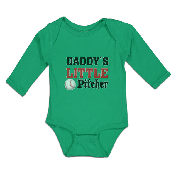 Long Sleeve Bodysuit Baby Daddy's Little Picther Sport Baseball Cotton - Cute Rascals