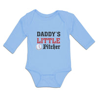 Long Sleeve Bodysuit Baby Daddy's Little Picther Sport Baseball Cotton - Cute Rascals