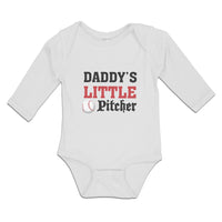 Long Sleeve Bodysuit Baby Daddy's Little Picther Sport Baseball Cotton - Cute Rascals