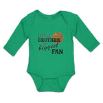Long Sleeve Bodysuit Baby Little Brother and Biggest Fan Basketball Sports