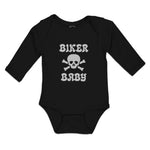 Long Sleeve Bodysuit Baby Biker Baby Crossbone Skull in Silhouette Cotton - Cute Rascals