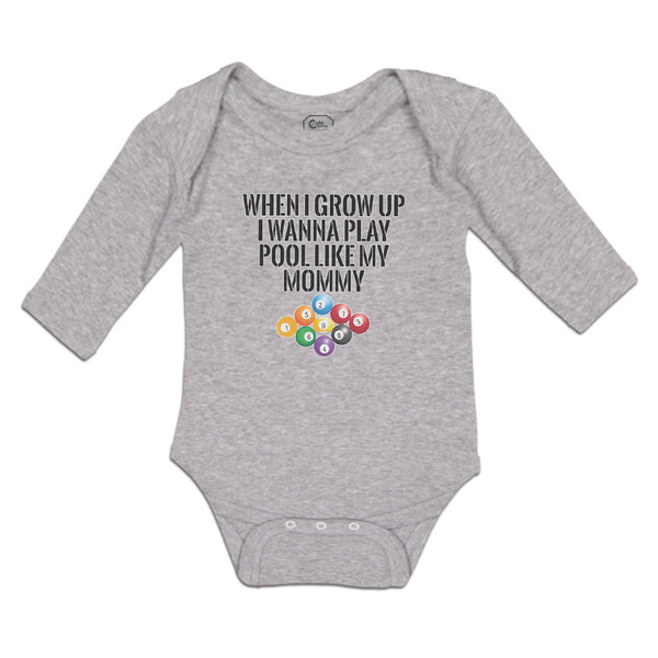 Long Sleeve Bodysuit Baby Grow Wanna Pool My Mommy Sport Tenpin Balls Cotton - Cute Rascals