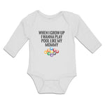 Long Sleeve Bodysuit Baby Grow Wanna Pool My Mommy Sport Tenpin Balls Cotton - Cute Rascals