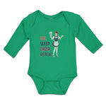 Long Sleeve Bodysuit Baby Eat. Sleep. Cheer. Repeat. Girl Cheering Cotton - Cute Rascals