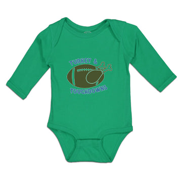 Long Sleeve Bodysuit Baby Turkey & Touchdown Sports Rugby Ball with Chicken