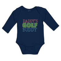 Long Sleeve Bodysuit Baby Daddy's Golf Buddy with Grass Sports Flag Cotton - Cute Rascals