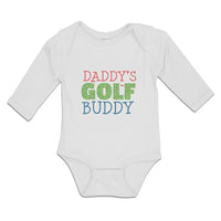 Long Sleeve Bodysuit Baby Daddy's Golf Buddy with Grass Sports Flag Cotton - Cute Rascals