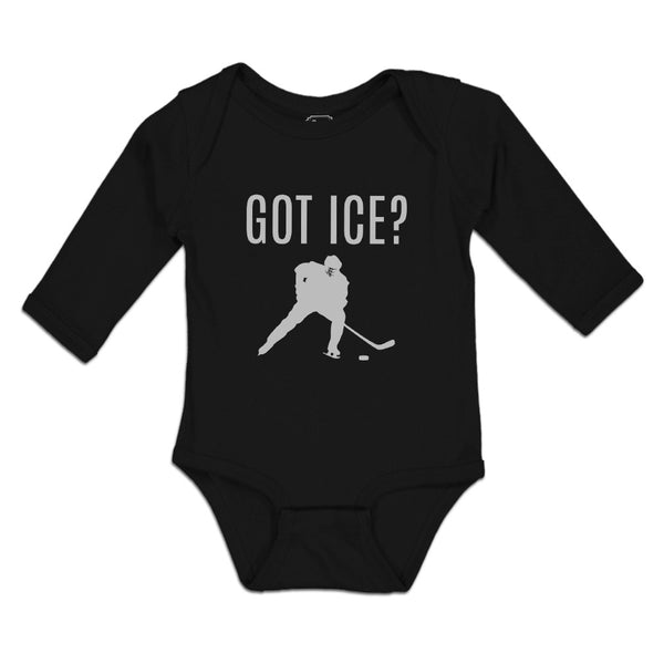 Long Sleeve Bodysuit Baby Got Ice Sports Hockey Player Silhouette Cotton - Cute Rascals