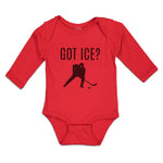 Long Sleeve Bodysuit Baby Got Ice Sports Hockey Player Silhouette Cotton - Cute Rascals