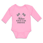 Long Sleeve Bodysuit Baby Future Race Car Driver Sports Flag with Checks Cotton - Cute Rascals