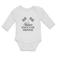 Long Sleeve Bodysuit Baby Future Race Car Driver Sports Flag with Checks Cotton - Cute Rascals