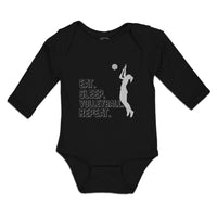 Long Sleeve Bodysuit Baby Eat. Sleep. Volleyball. Repeat. Basketball Cotton - Cute Rascals