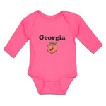 Long Sleeve Bodysuit Baby Georgia Country Name with Pumpkin Funny Face Cotton - Cute Rascals