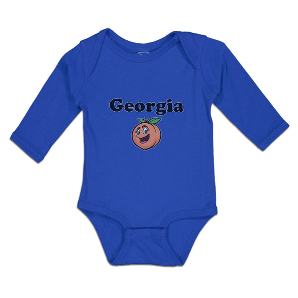 Long Sleeve Bodysuit Baby Georgia Country Name with Pumpkin Funny Face Cotton - Cute Rascals