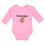 Long Sleeve Bodysuit Baby Georgia Country Name with Pumpkin Funny Face Cotton - Cute Rascals