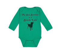 Long Sleeve Bodysuit Baby My Big Brother Is A Black Lab Dog Lover Pet Cotton