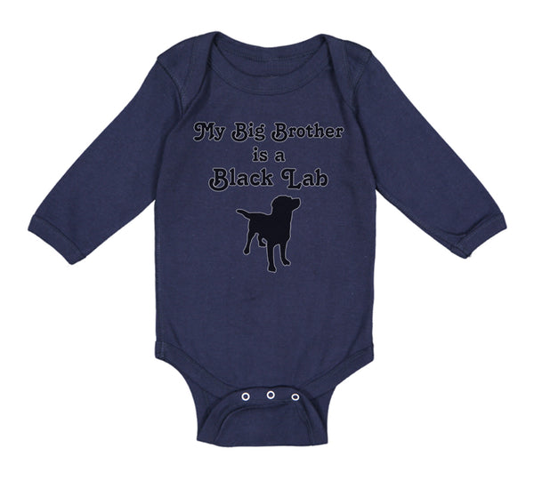 Long Sleeve Bodysuit Baby My Big Brother Is A Black Lab Dog Lover Pet Cotton