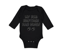 Long Sleeve Bodysuit Baby My Big Brother Has Paws Dog Lover Pet Cotton